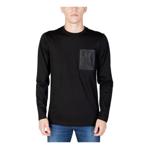 Sort langærmet T-shirt