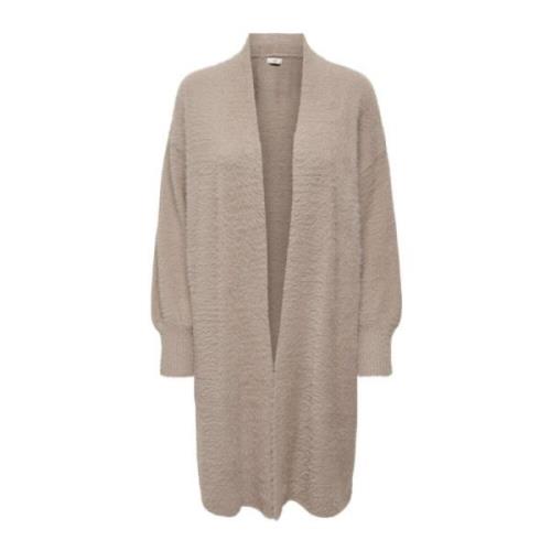 Beige Langærmet Cardigan til Kvinder