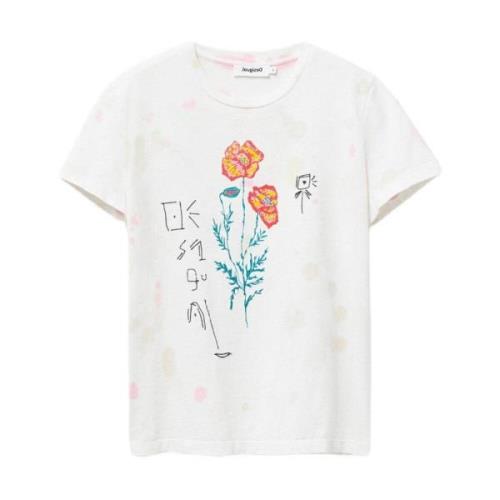 Blomstret Rund Hals T-Shirt