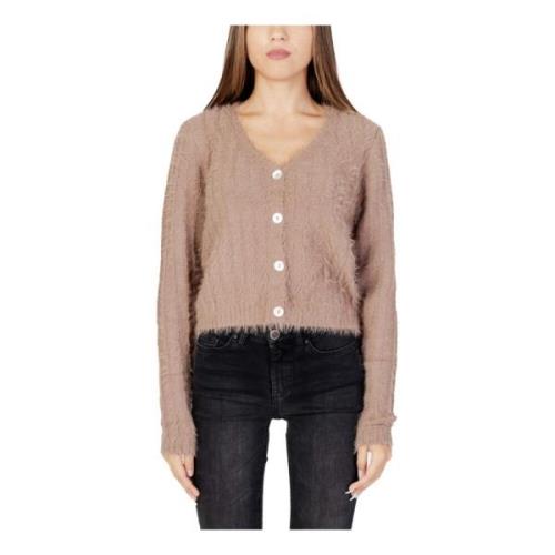 Brun V-Hals Knap-Front Cardigan