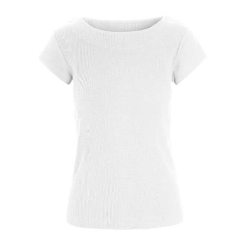 Globe Rib T-Shirt Top i Hvid