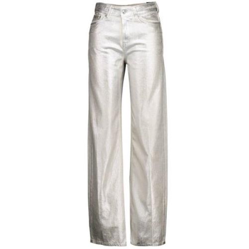 Wide-Leg Metallic Jeans til Kvinder