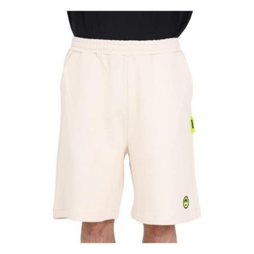 Beige Logo Shorts med spejldetalje