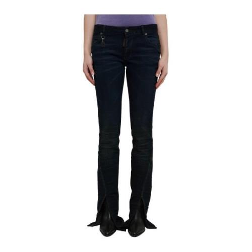 Blå Stretch Denim Skinny Jeans med Logo Charme