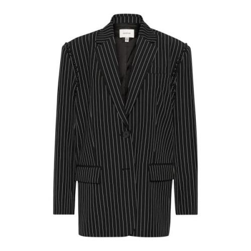 Sort Pinstripe Oversize Blazer Jakke