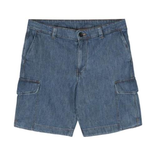 Blå Denim Shorts med Cargo Lommer