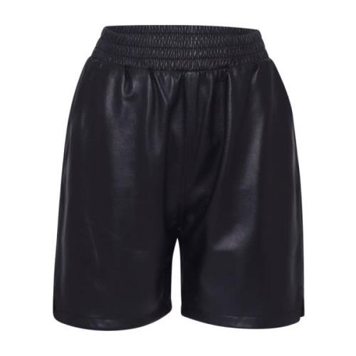 Sort læder slip-on shorts