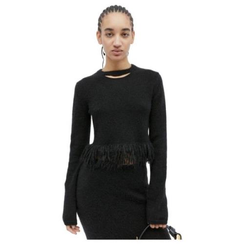 Fringe Hem Sweater med Cut-Out