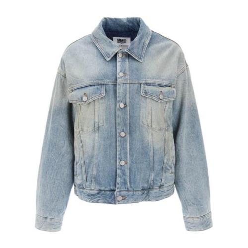 Polstret Denim Jakke med Vintage Vask