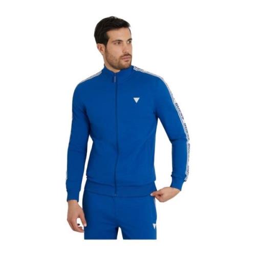 Stretch Bomuld Zip Sweatshirt - Blå