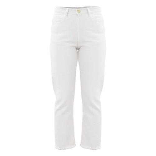 Straight-leg jeans med frynsede kanter