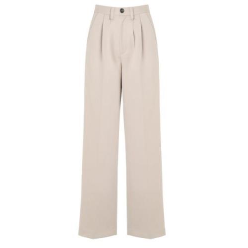 Carrie Wide Leg Bukser i Taupe