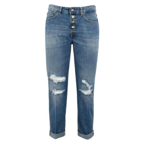 Sort denim jeans med juvelknapper