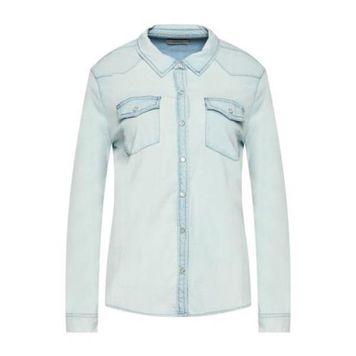 Denim Skjorte - Faded Blue, Slim Fit, Lange Ærmer