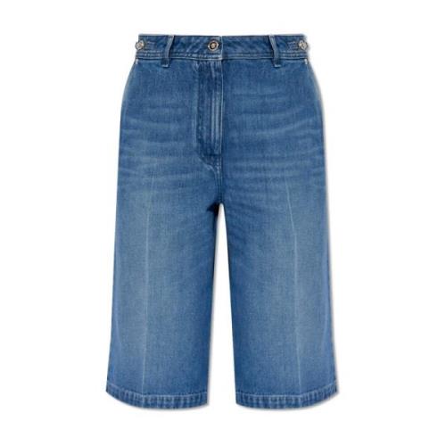 Denim plisserede shorts