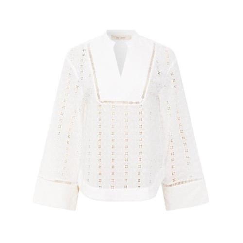 Idra Bluse i Off White med Broderie Anglaise