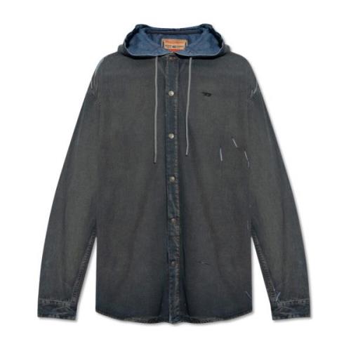 D-DEWNY-HOOD-S1 denim skjorte