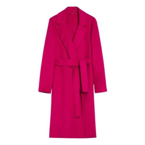 Fuchsia Uldblandet Wrap Coat