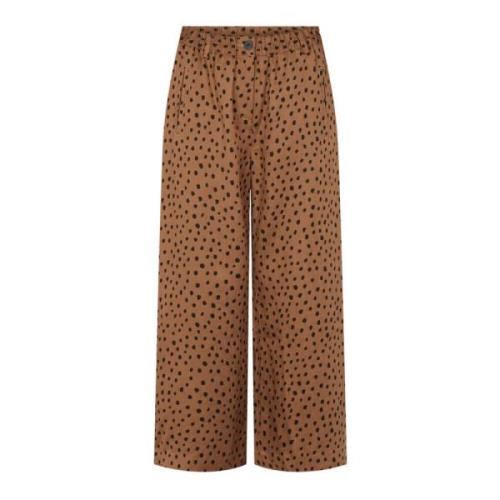 Laurie Hilde Loose Crop Trousers Loose 100837 81010 Camel Print