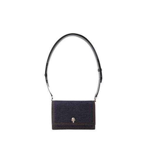 Lille Skull Crossbody Taske - Sort Læder