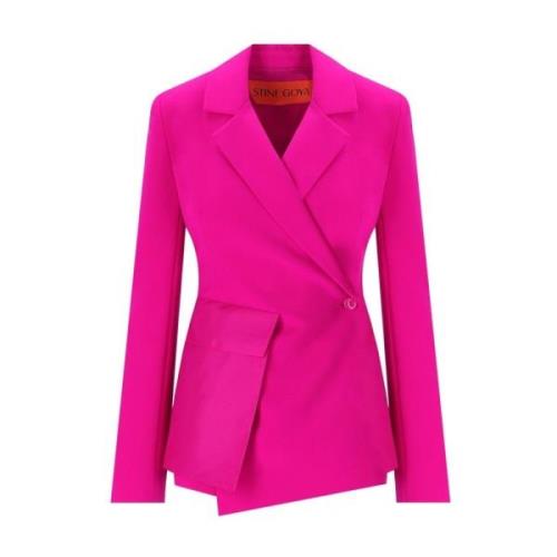 Fuchsia Blazer med Revers Krave