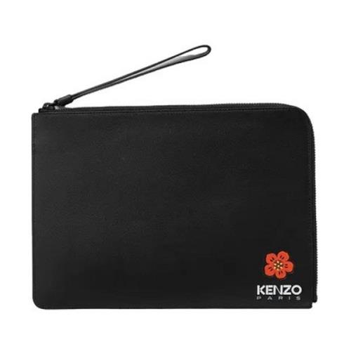 Læder Logo Print Clutch