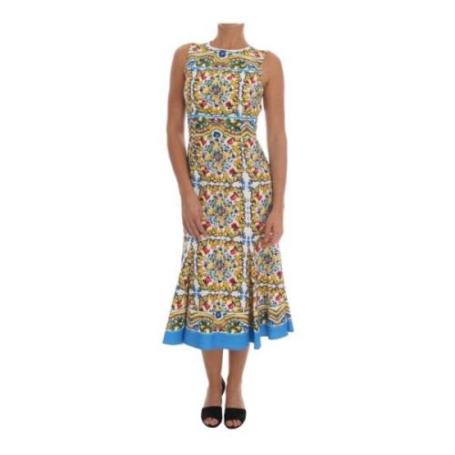 Majolica Print Sheath Midi Kjole