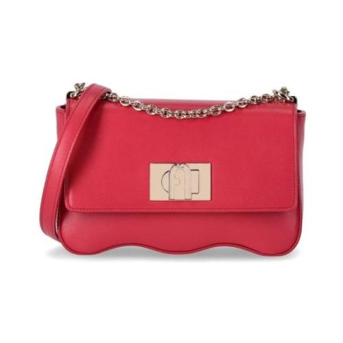 Rød Mini Wave Læder Crossbody Taske