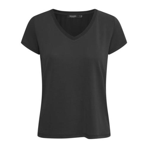 Soaked In Luxury Slcolumbine V-Neck Ss Toppe & T-Shirts 30404284 Black