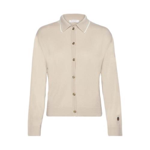 Angelika Beige Cardigan med Guld Knapper