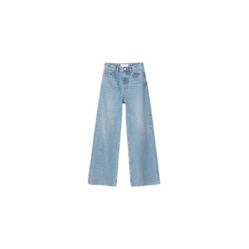 Cropped Højtaljede Brede Ben Jeans