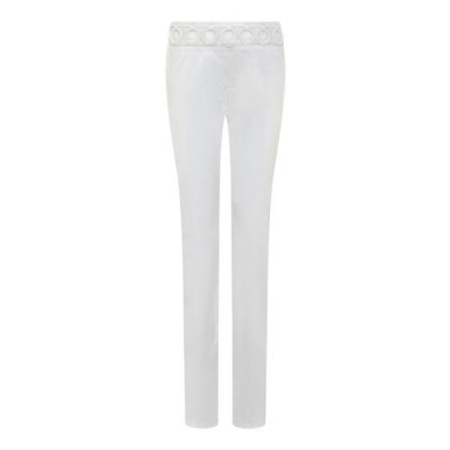 Hvide Skinny Jeans med Ring Applikationer