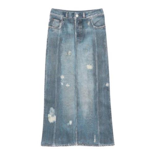 Ødelagt Denim Midi Nederdel