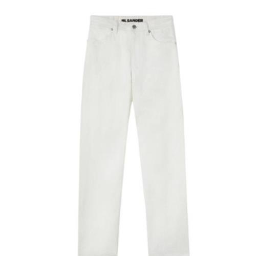 Hvid Højtaljede Straight Leg Jeans