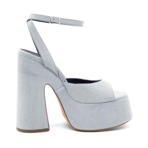 Blå-Vasket Denim Sandal