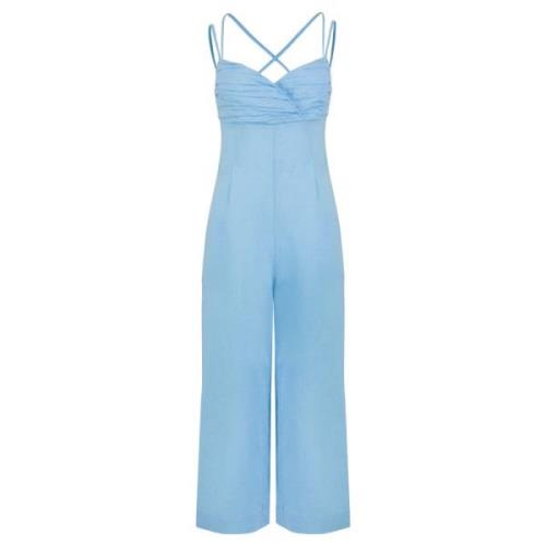 Jumpsuit i linnedblanding i Lyseblå Linen Blend Jumpsuit in Light Blue