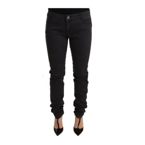 Elegant Mid Waist Skinny Sort Denim