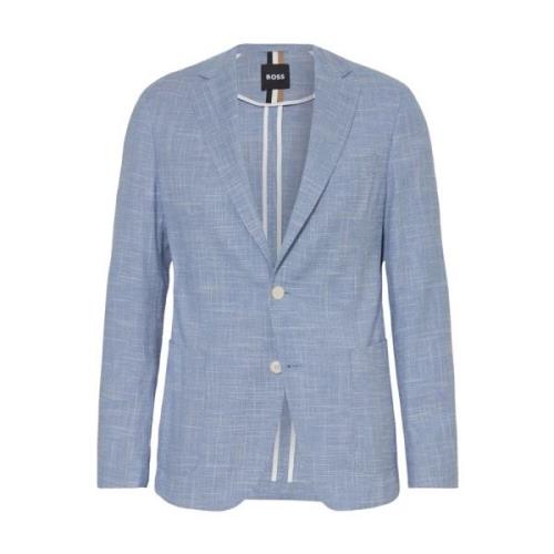 Blå Uldblanding Slim Fit Blazer