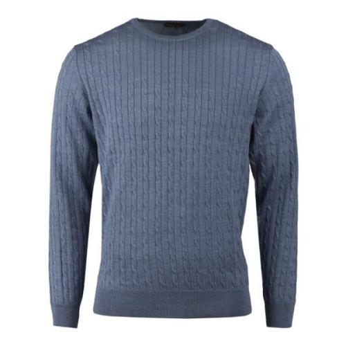 Lyseblå Cable Knit Merino Wool Sweater