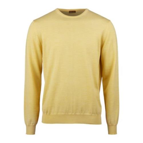 Yellow Merino Wool Crew Neck, Elbow Patch