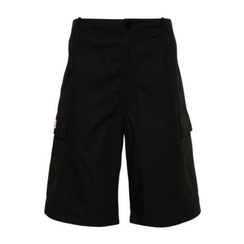 Sort Cargo Shorts Ripstop Tekstur