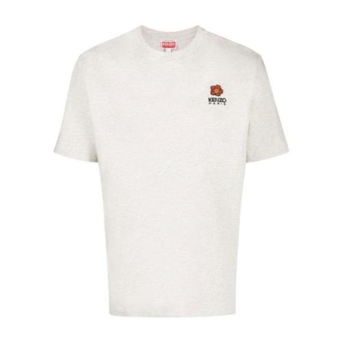 Grå Blomst-broderet T-shirt