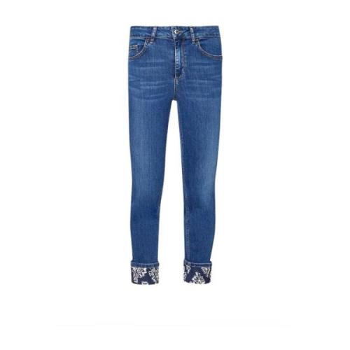 Denim Skinny Jeans Blomsterprint