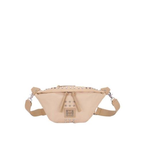 Studded Nylon Crossbody Taske Beige