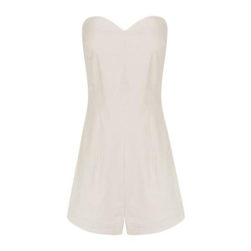 Ivory Strapless Jumpsuit i Bomuld-Viskose Blanding