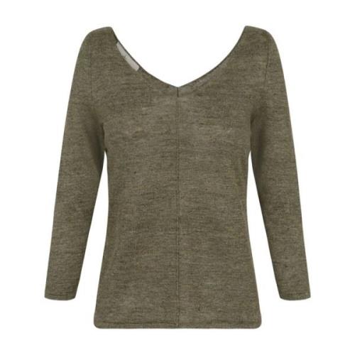 Grøn Melange Linned Jersey Top