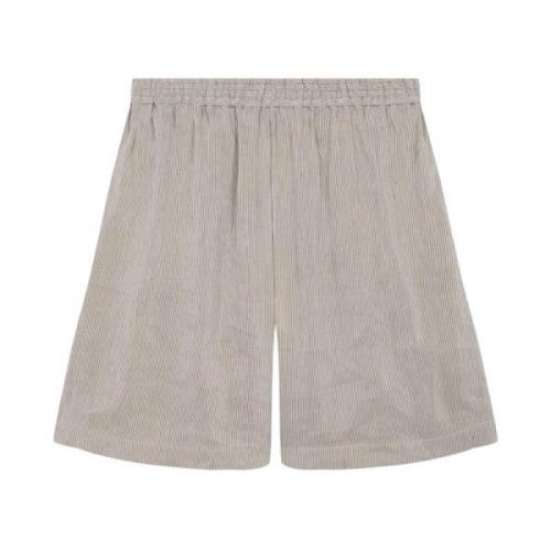 Stribet linned og silke shorts