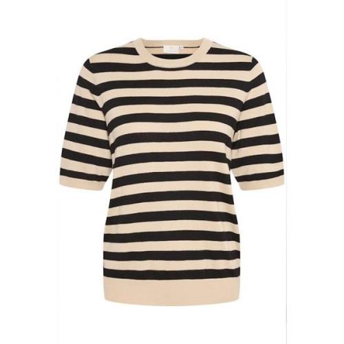 Kaffe Kamilo Short Sleeve Knit Strik Smoke Gray/Black Deep Stripe