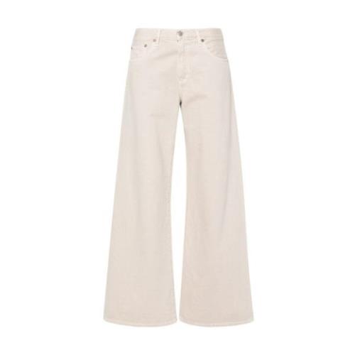 Sand Beige Flared Denim Jeans