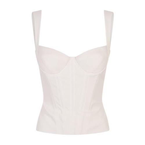 Hvid Silkeblandings Bustier Top